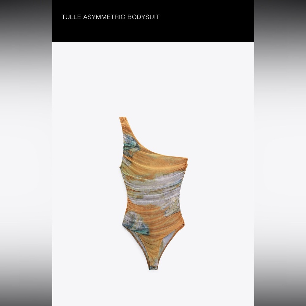 Zara Tulle Asymmetric Bodysuit - Size L